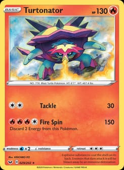 Turtonator 029/202 Rare – Sword & Shield Pokémon card