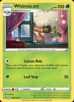 Whimsicott 006/202 Rare – Sword & Shield Pokémon card