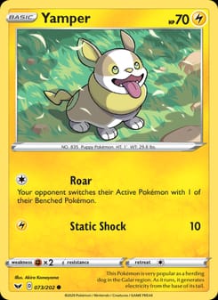 Yamper 073/202 Common – Sword & Shield Pokémon card