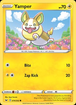 Yamper 074/202 Common – Sword & Shield Pokémon card