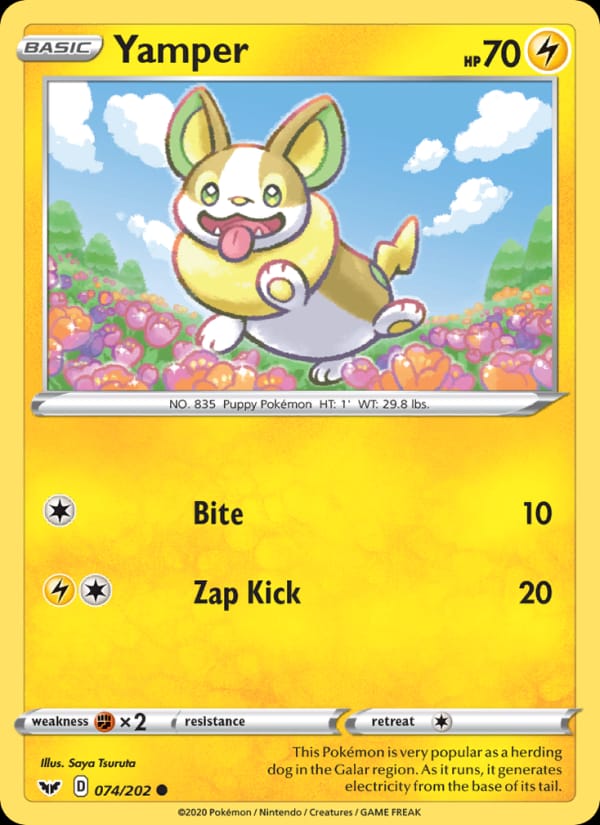 Yamper 074/202 Sword & Shield Pokémon card