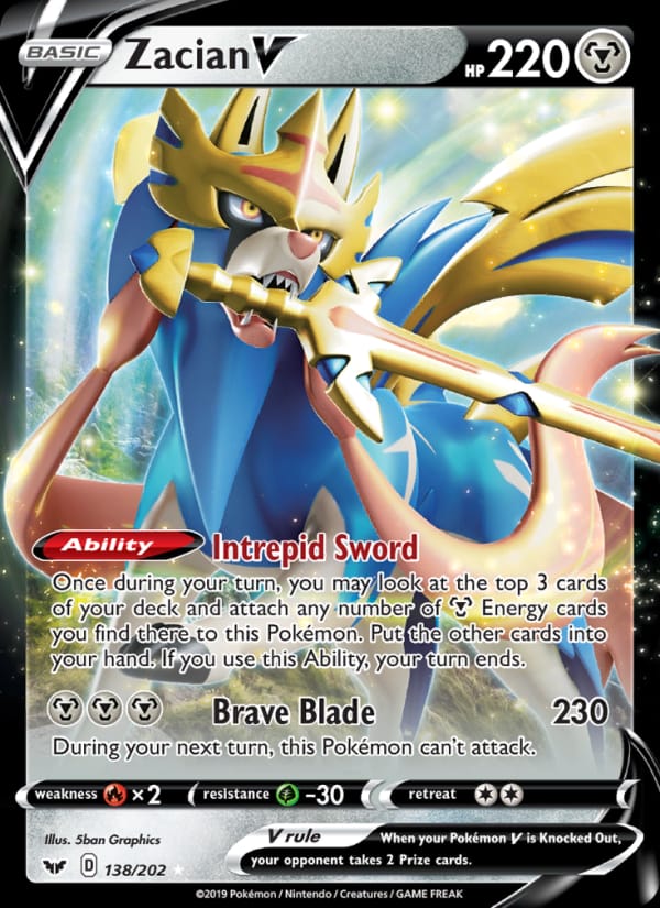 Zacian V 138/202 Sword & Shield Pokémon card