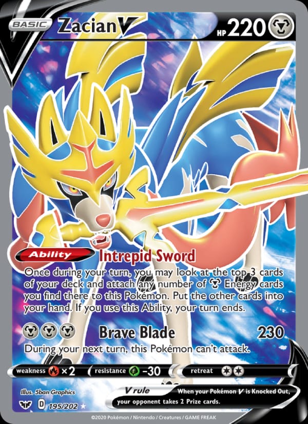 Zacian V 195/202 Sword & Shield Pokémon card