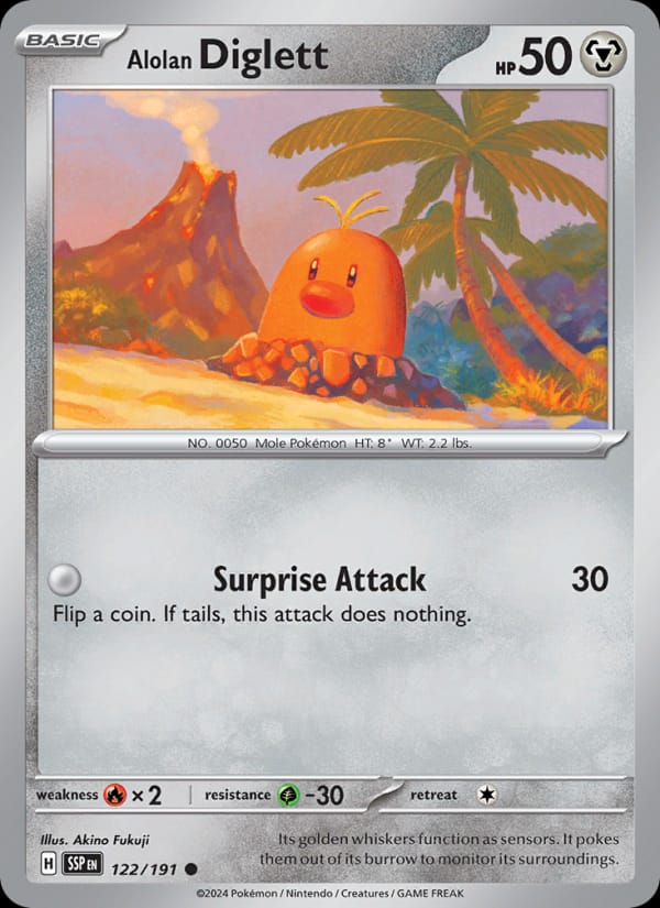 Alolan Diglett 122/191 Surging Sparks Pokémon card