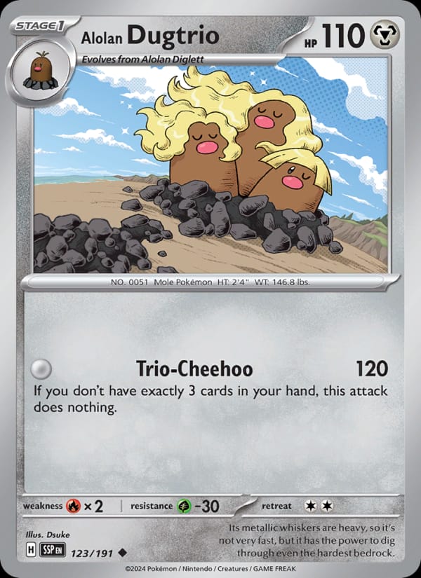 Alolan Dugtrio 123/191 Surging Sparks Pokémon card
