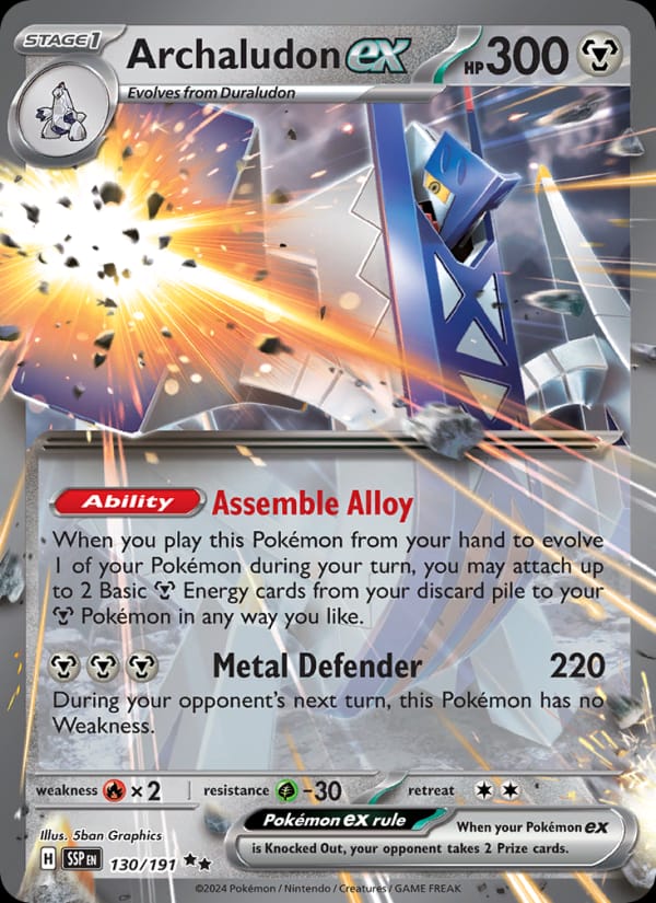 Archaludon ex 130/191 Surging Sparks Pokémon card