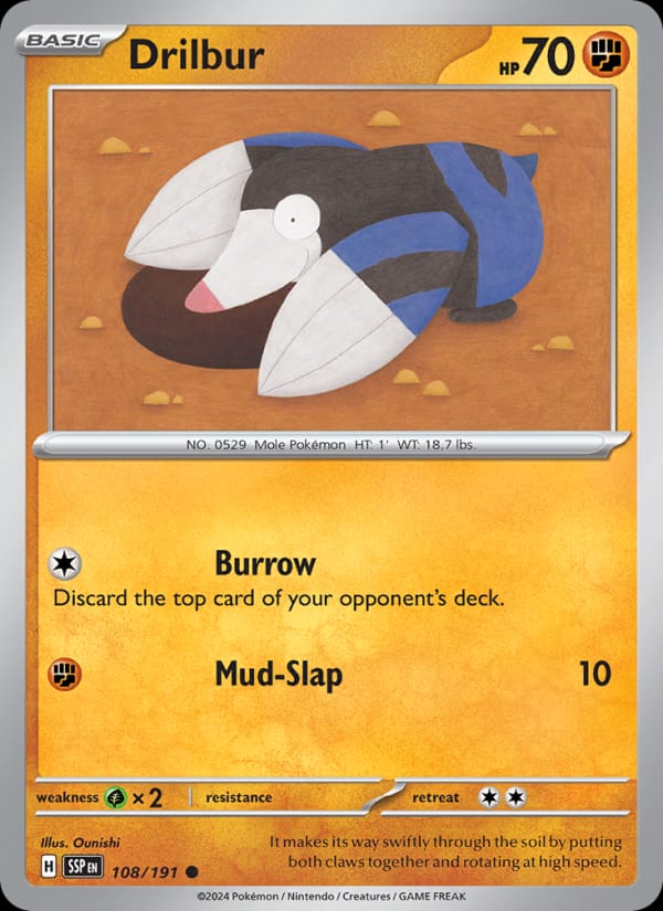 Drilbur 108/191 Surging Sparks Pokémon card