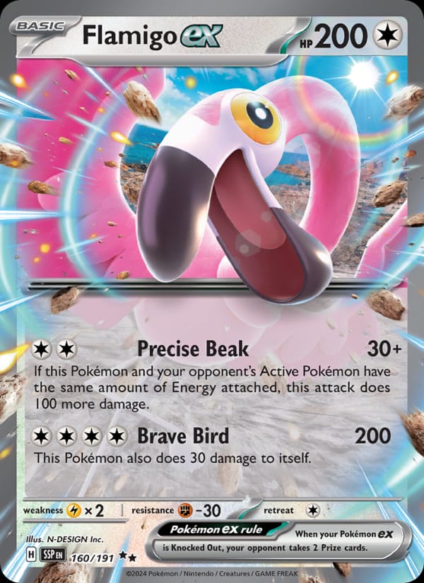 Flamigo ex 160/191 Surging Sparks Pokémon card