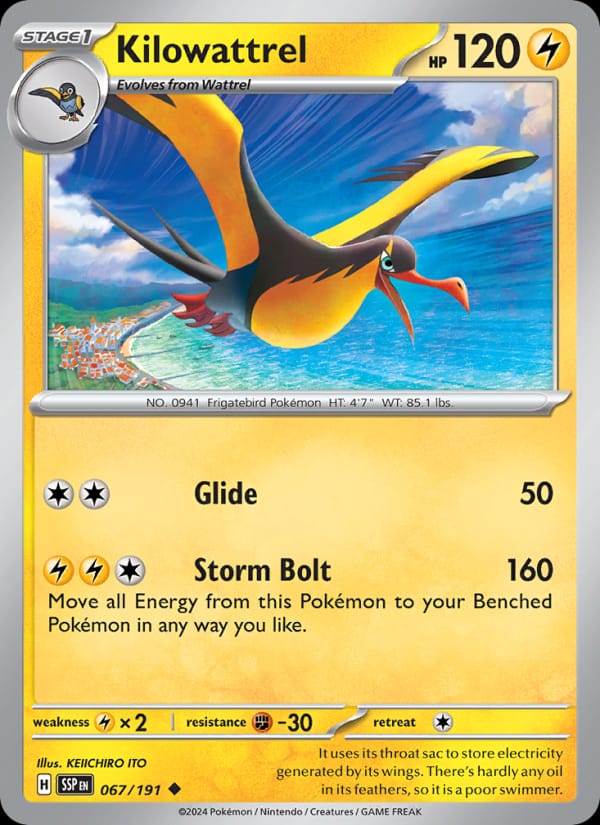 Kilowattrel 067/191 Surging Sparks Pokémon card