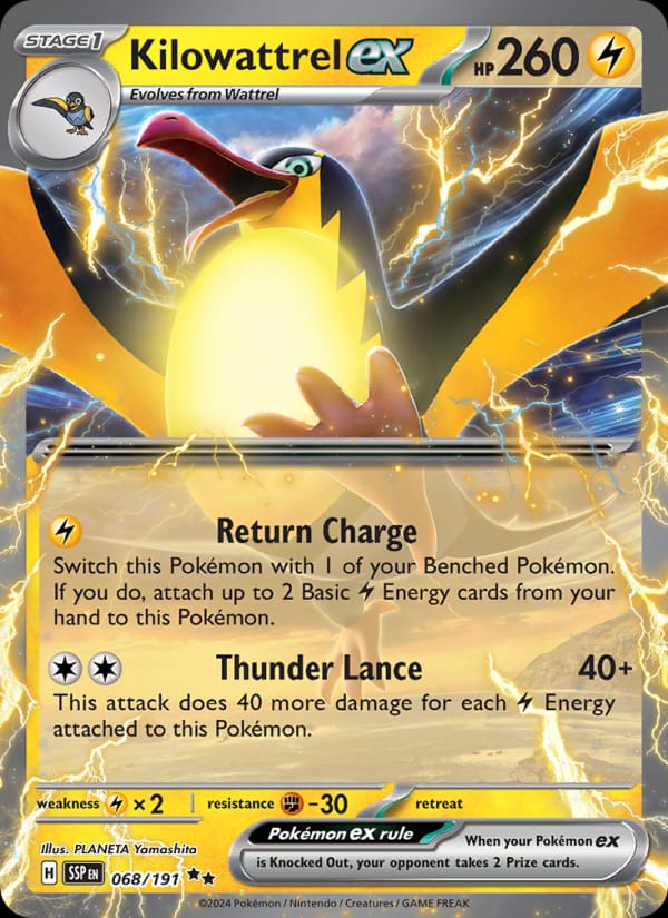 Kilowattrel ex 068/191 Surging Sparks Pokémon card