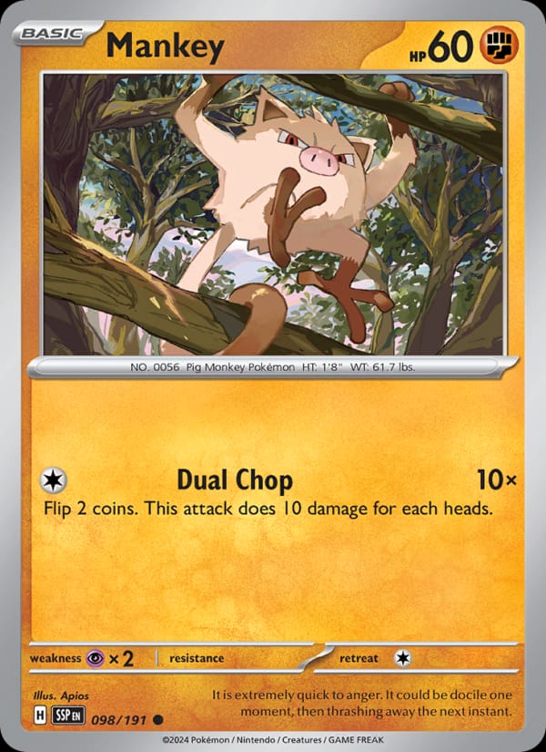 Mankey 098/191 Surging Sparks Pokémon card