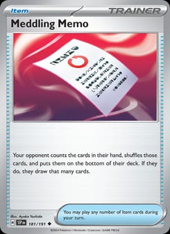 Meddling Memo 181/191 Uncommon – Surging Sparks Pokémon card