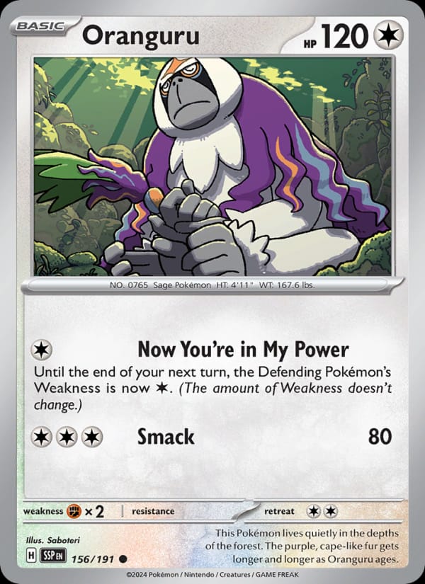 Oranguru 156/191 Surging Sparks Pokémon card