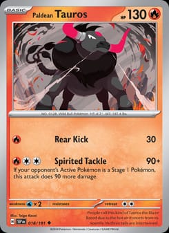 Paldean Tauros 018/191 Uncommon – Surging Sparks Pokémon card
