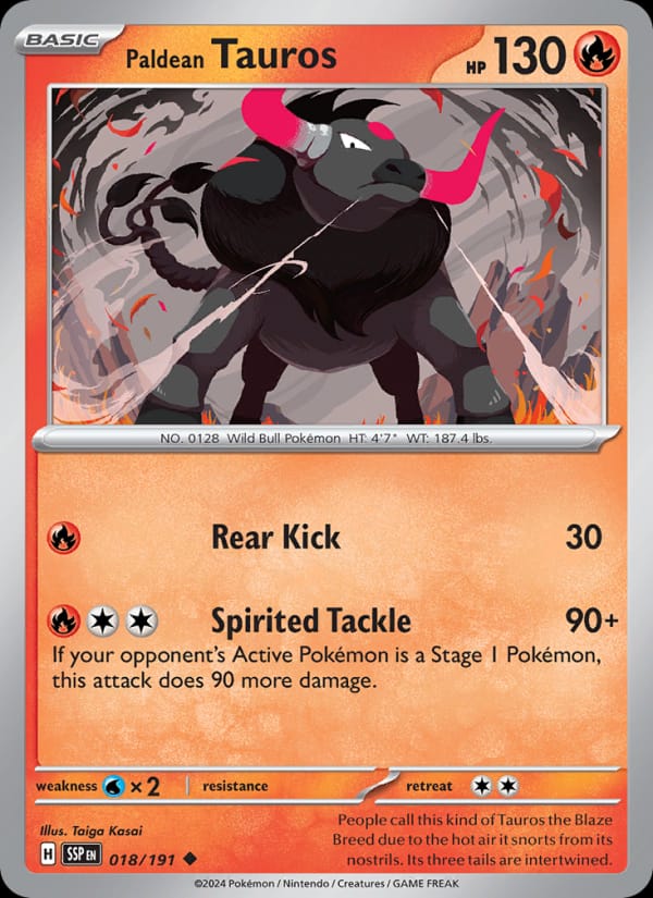 Paldean Tauros 018/191 Surging Sparks Pokémon card