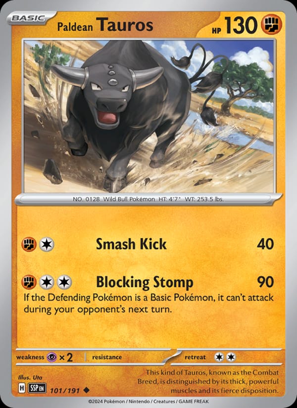 Paldean Tauros 101/191 Surging Sparks Pokémon card