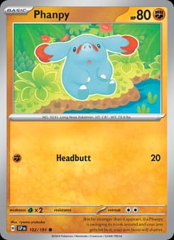 Phanpy 102/191 Common – Surging Sparks Pokémon card