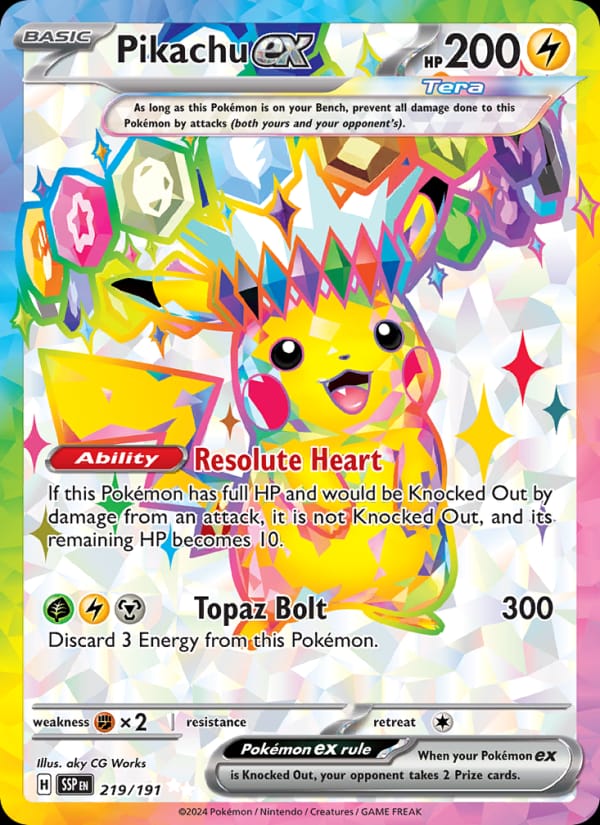 Pikachu ex 219/191 Surging Sparks Pokémon card