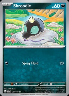 Shroodle 120/191 Common – Surging Sparks Pokémon card
