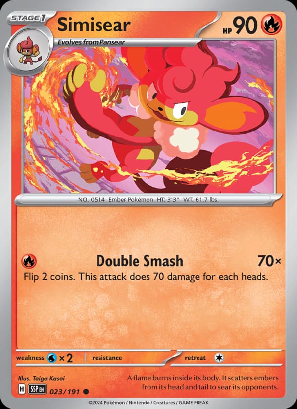Simisear 023/191 Surging Sparks Pokémon card
