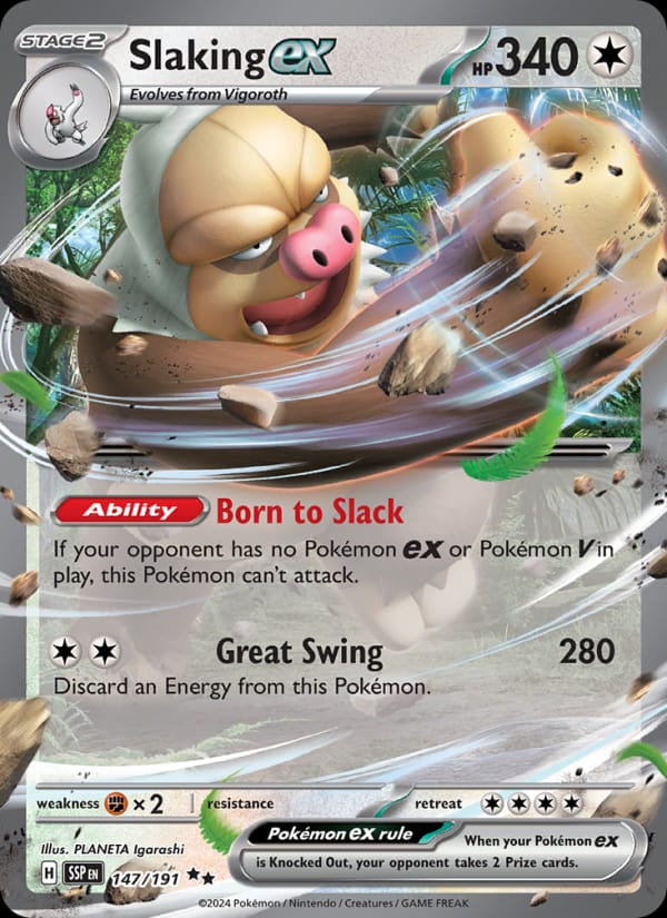 Slaking ex 147/191 Surging Sparks Pokémon card