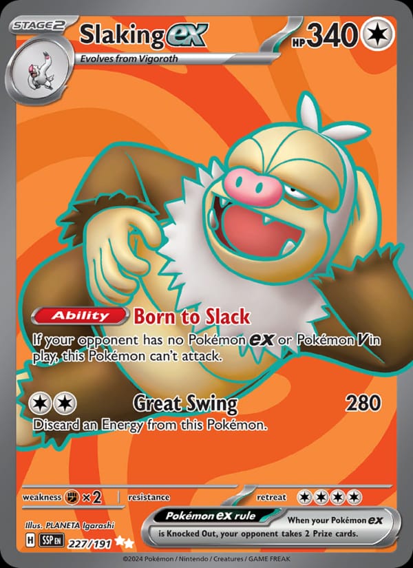 Slaking ex 227/191 Surging Sparks Pokémon card