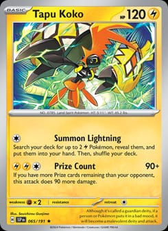 Tapu Koko 065/191 Rare – Surging Sparks Pokémon card