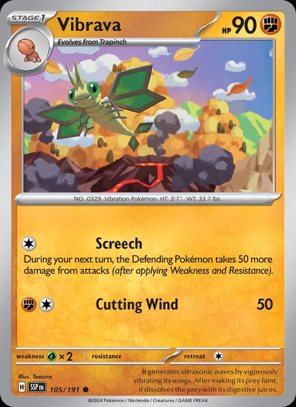 Vibrava 105/191 Surging Sparks Pokémon card