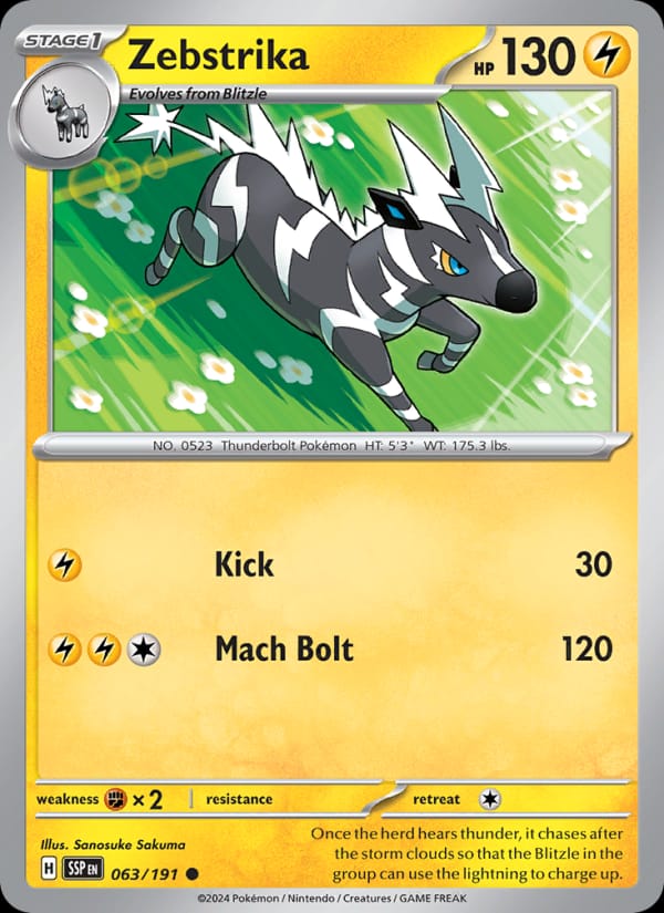 Zebstrika 063/191 Surging Sparks Pokémon card