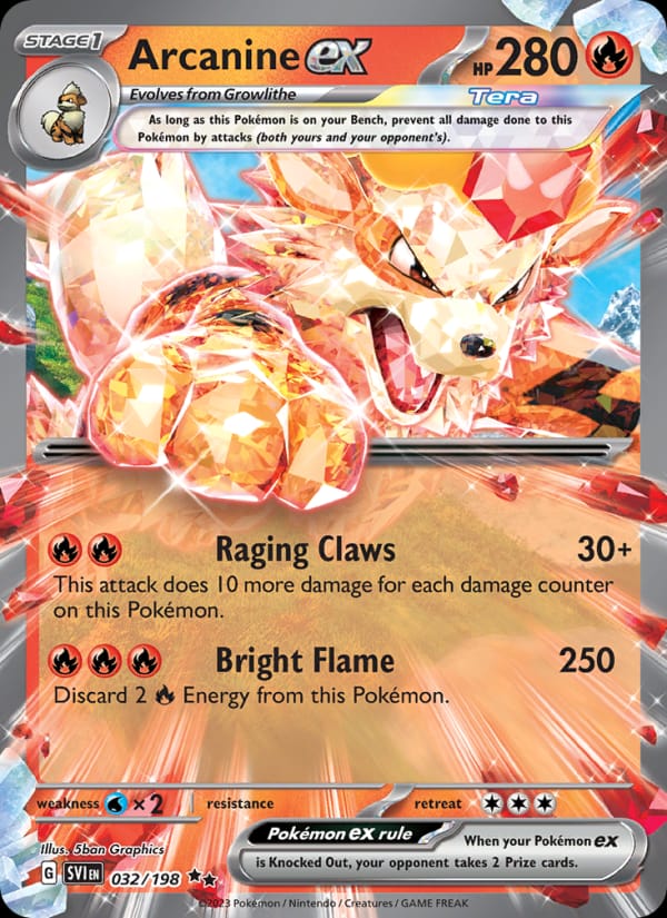 Arcanine ex 032/198 Scarlet & Violet Base Set Pokémon card