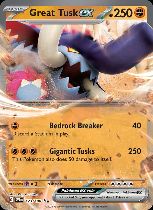 Great Tusk ex 123/198 Scarlet & Violet Base Set Pokémon card