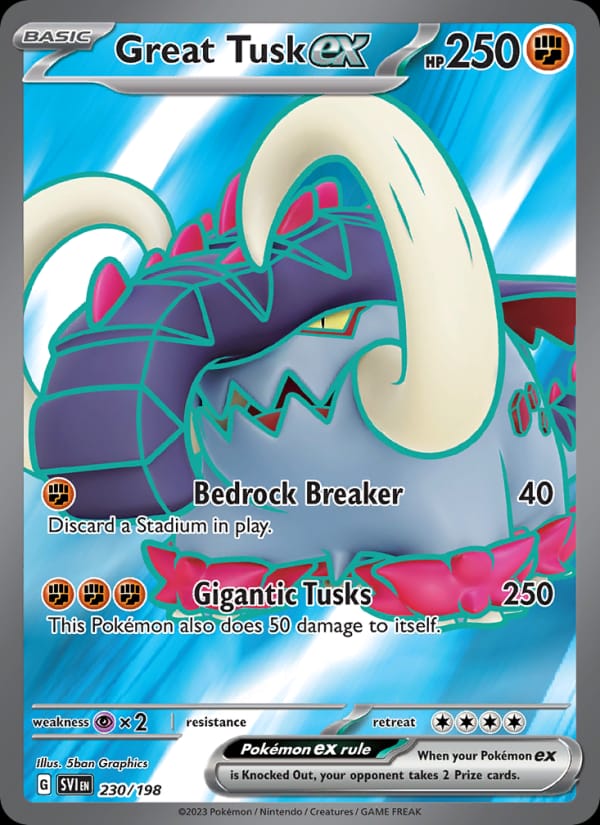 Great Tusk ex 230/198 Scarlet & Violet Base Set Pokémon card