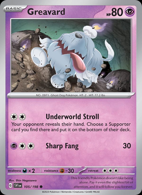 Greavard 105/198 Scarlet & Violet Base Set Pokémon card
