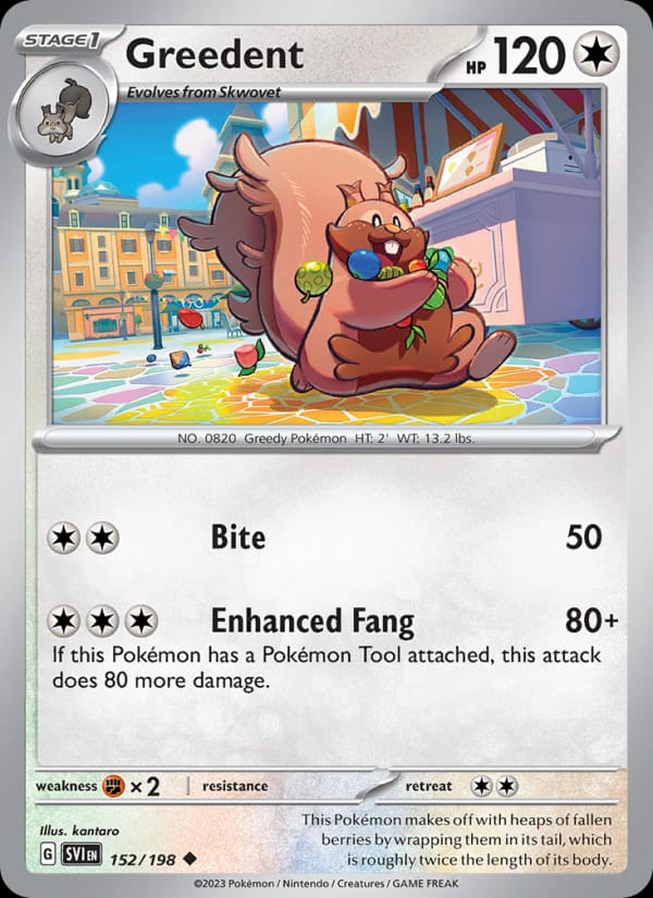Greedent 152/198 Scarlet & Violet Base Set Pokémon card