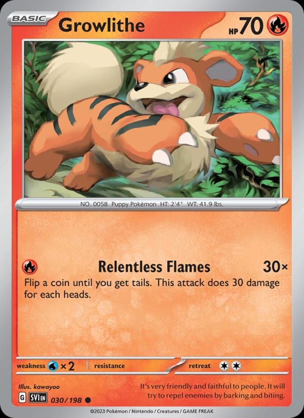 Growlithe 030/198 Scarlet & Violet Base Set Pokémon card