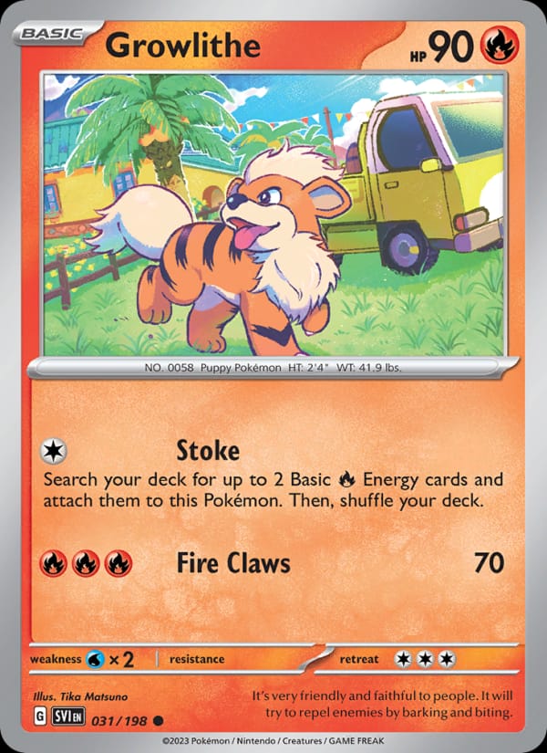 Growlithe 031/198 Scarlet & Violet Base Set Pokémon card