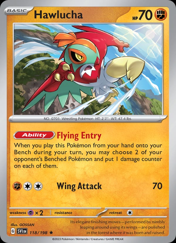 Hawlucha 118/198 Scarlet & Violet Base Set Pokémon card