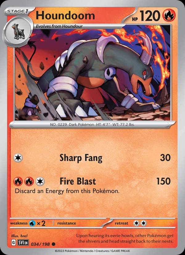 Houndoom 034/198 Scarlet & Violet Base Set Pokémon card