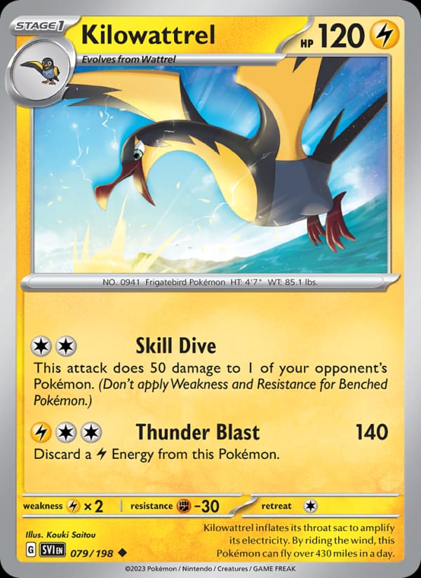 Kilowattrel 079/198 Scarlet & Violet Base Set Pokémon card