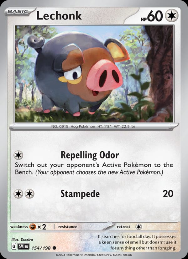 Lechonk 154/198 Scarlet & Violet Base Set Pokémon card