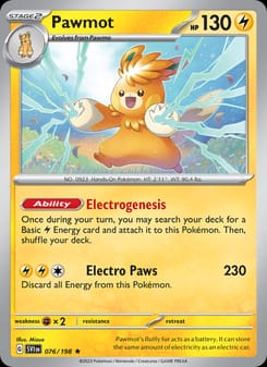 Pawmot 076/198 Rare – Scarlet & Violet Base Set Pokémon card