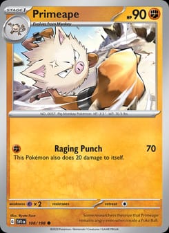 Primeape 108/198 Common – Scarlet & Violet Base Set Pokémon card