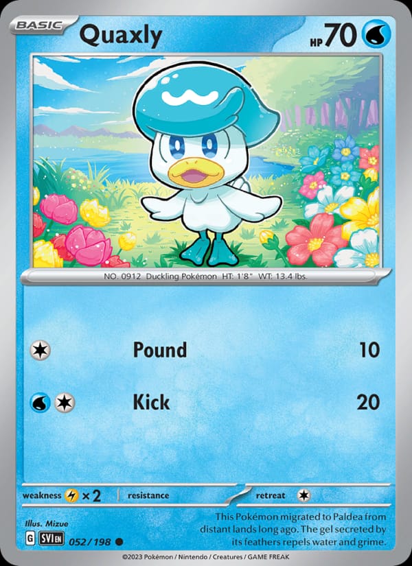 Quaxly 052/198 Scarlet & Violet Base Set Pokémon card