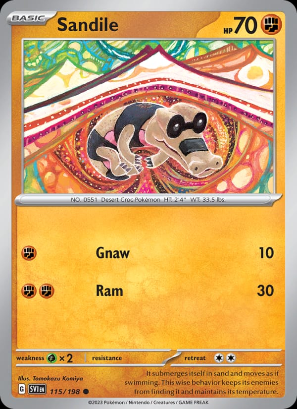 Sandile 115/198 Scarlet & Violet Base Set Pokémon card