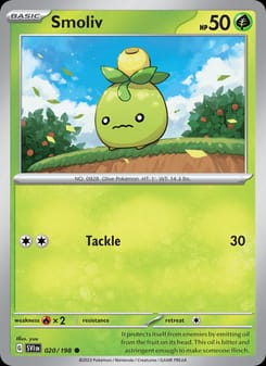 Smoliv 020/198 Common – Scarlet & Violet Base Set Pokémon card