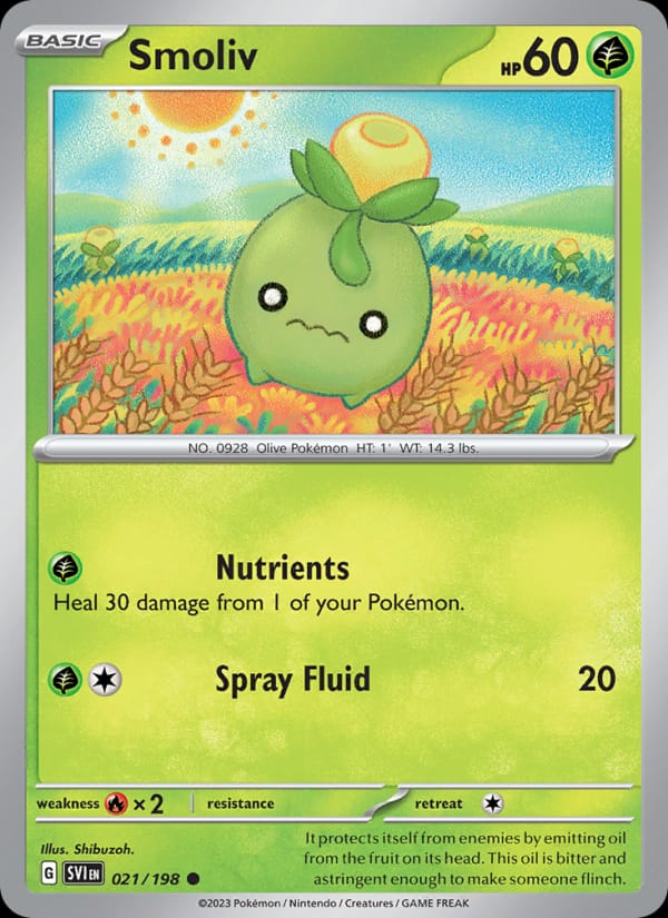 Smoliv 021/198 Scarlet & Violet Base Set Pokémon card