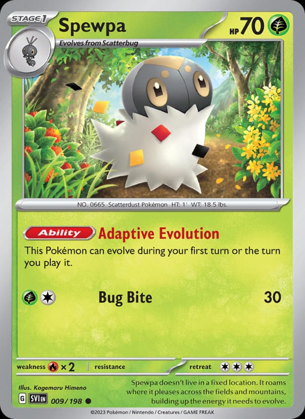 Spewpa 009/198 Scarlet & Violet Base Set Pokémon card