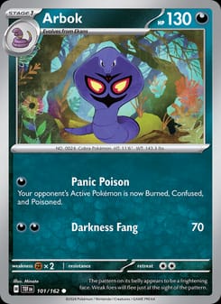 Arbok 101/162 Common – Temporal Forces Pokémon card