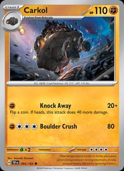 Carkol 094/162 Common – Temporal Forces Pokémon card