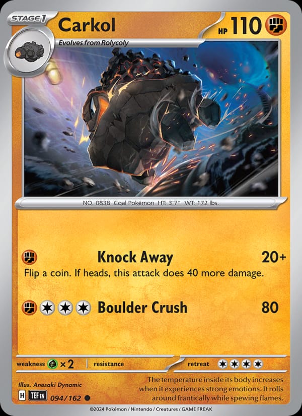 Carkol 094/162 Temporal Forces Pokémon card